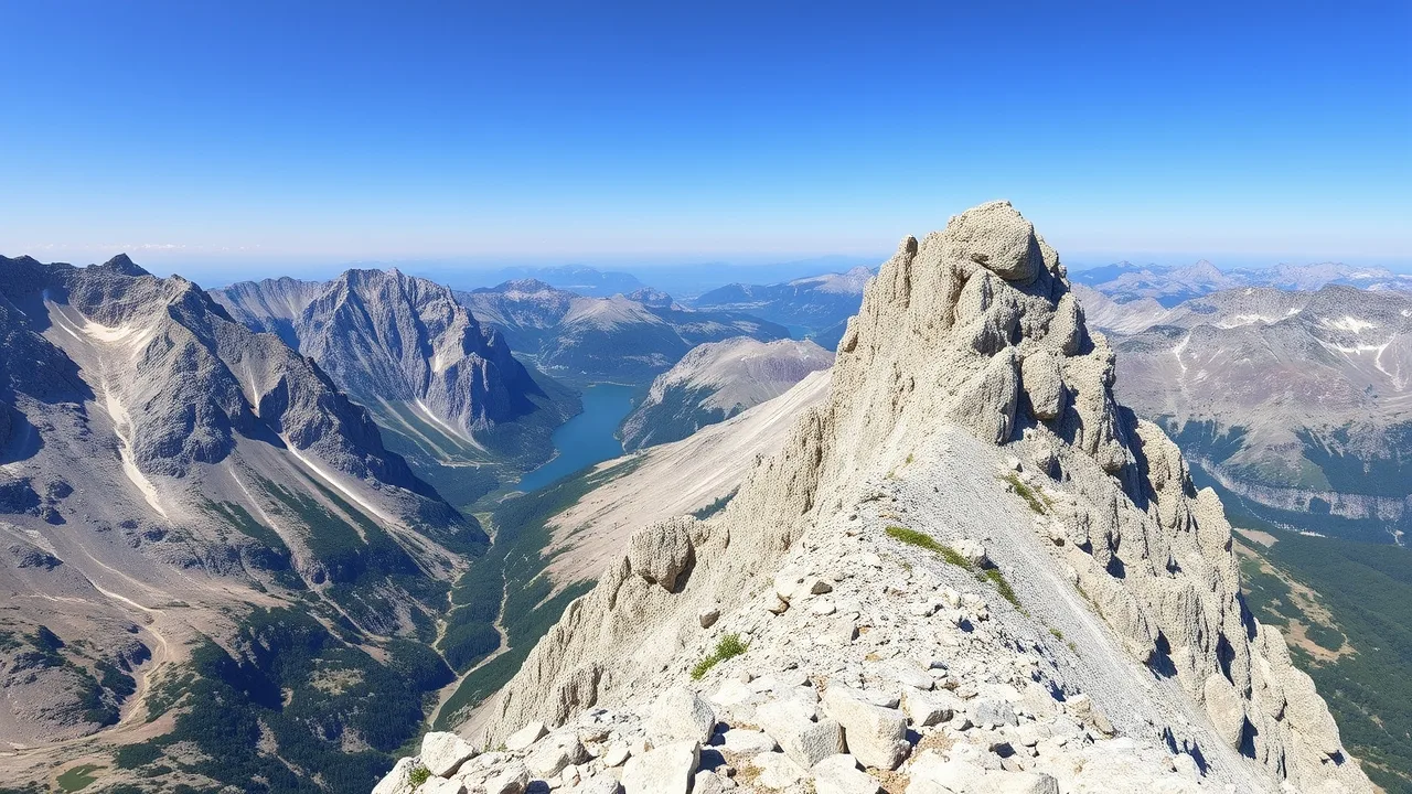 Skalnatý vrchol Bobotov Kuk v masivu Durmitor v Černé Hoře