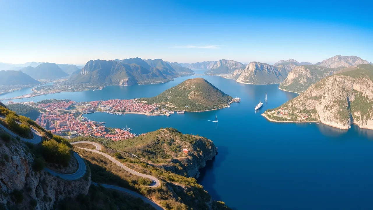 Panoramatický pohled na Boku Kotorskou ze serpentin