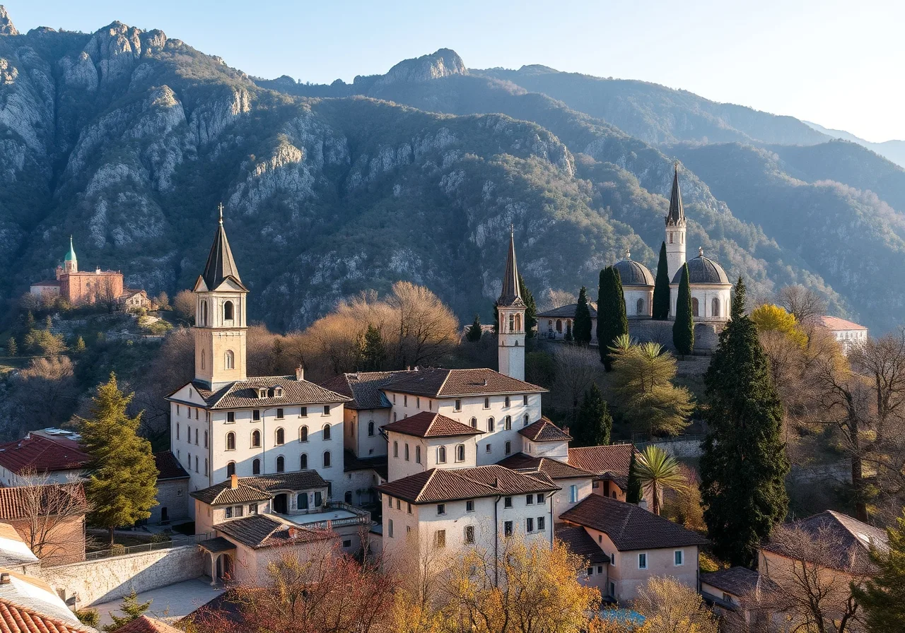 Historické královské hlavní město Cetinje v krasové kotlině pod horou Lovćen