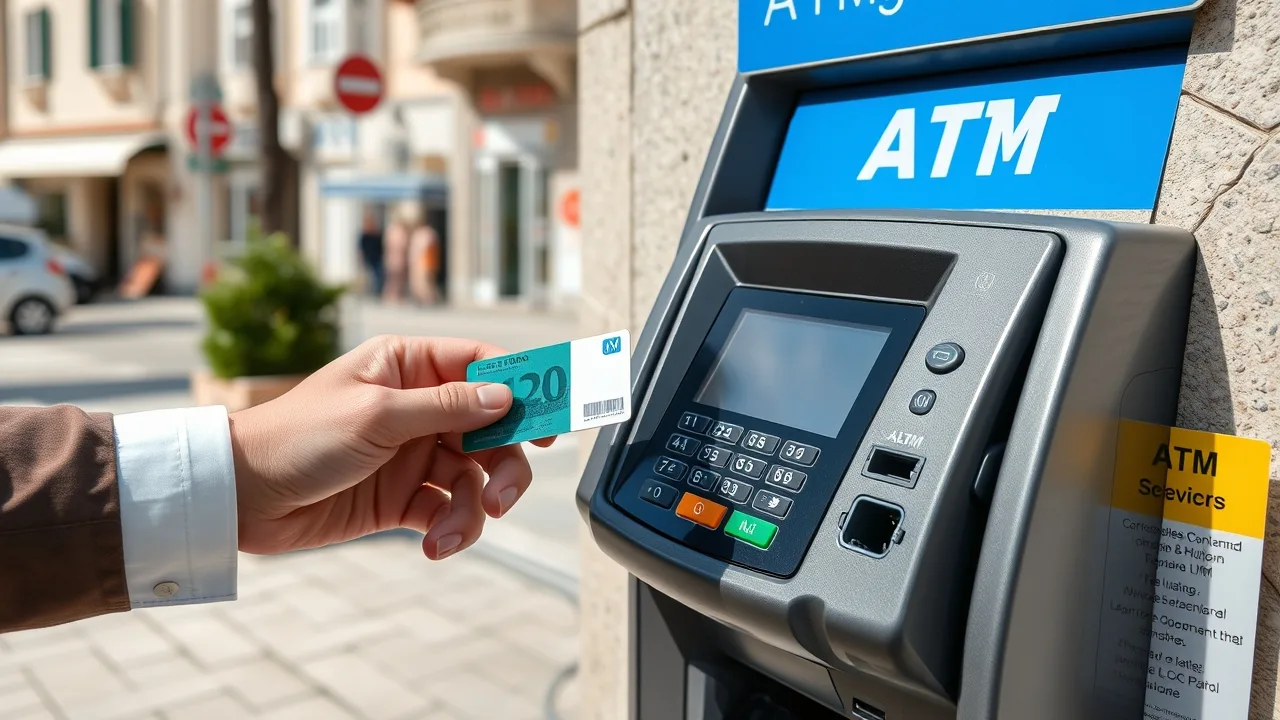 Placení kartou přes terminál, eurové bankovky a bankomat